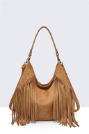 A&E - 28936-BV Bohemian-style shoulder bag with fringe and studs