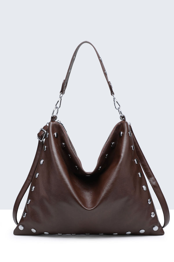 A&E - 28953-BV Studded hobo shoulder bag